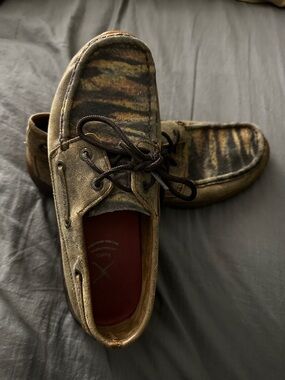 Twisted X Olive Green & Brown Tiger-Print Suede Loafers